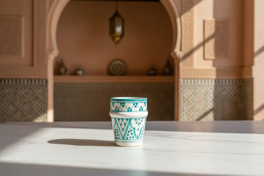 Marokkaanse Aardewerk Beker - Turquoise