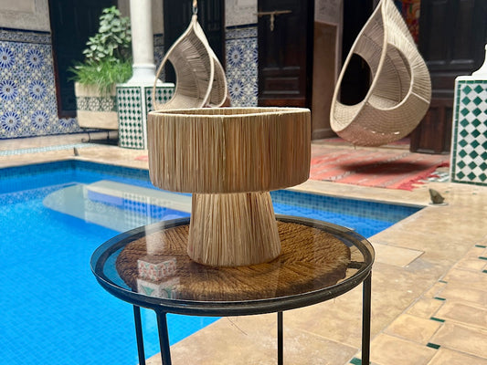 Marokkaans Raffia Tafellamp Naturel XS