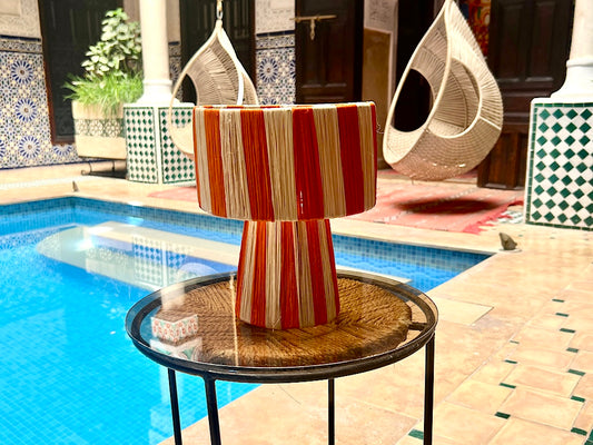 Marokkaans Raffia Tafellamp Oranje S