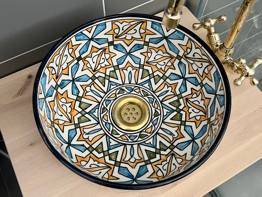 Handgemaakte Marokkaanse Waskom Gekleurd - 30 cm