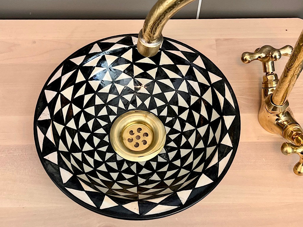 Handgemaakte Marokkaanse Waskom Zwart 25 cm