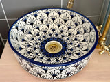 Handgemaakte Marokkaanse waskom Córdoba Blauw- 35 cm