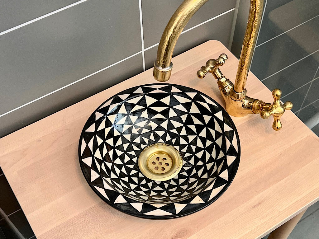 Handgemaakte Marokkaanse Waskom Zwart 25 cm