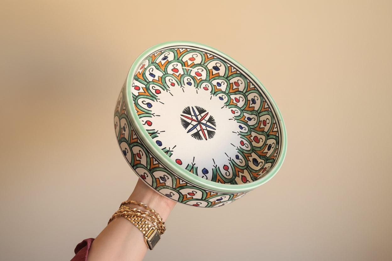 Handgemaakte Marokkaanse Saladeschaal 24cm