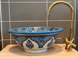 Handgemaakte Marokkaanse Waskom Blauw 35 cm