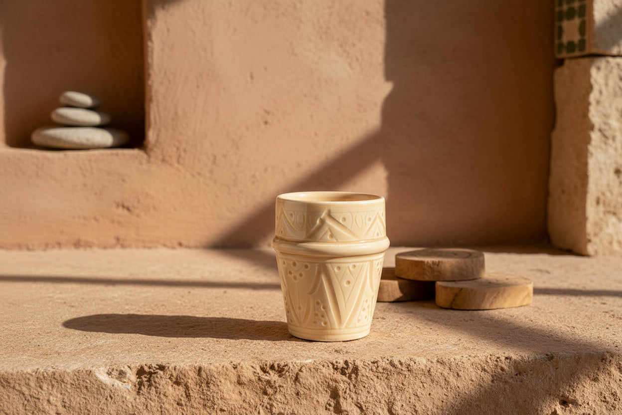 Marokkaanse Aardewerk Beker - Beige