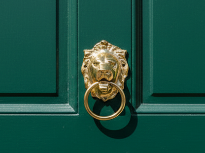 Messing leeuwhoofd deurklopper handgemaakt van massief messing uit Marokko