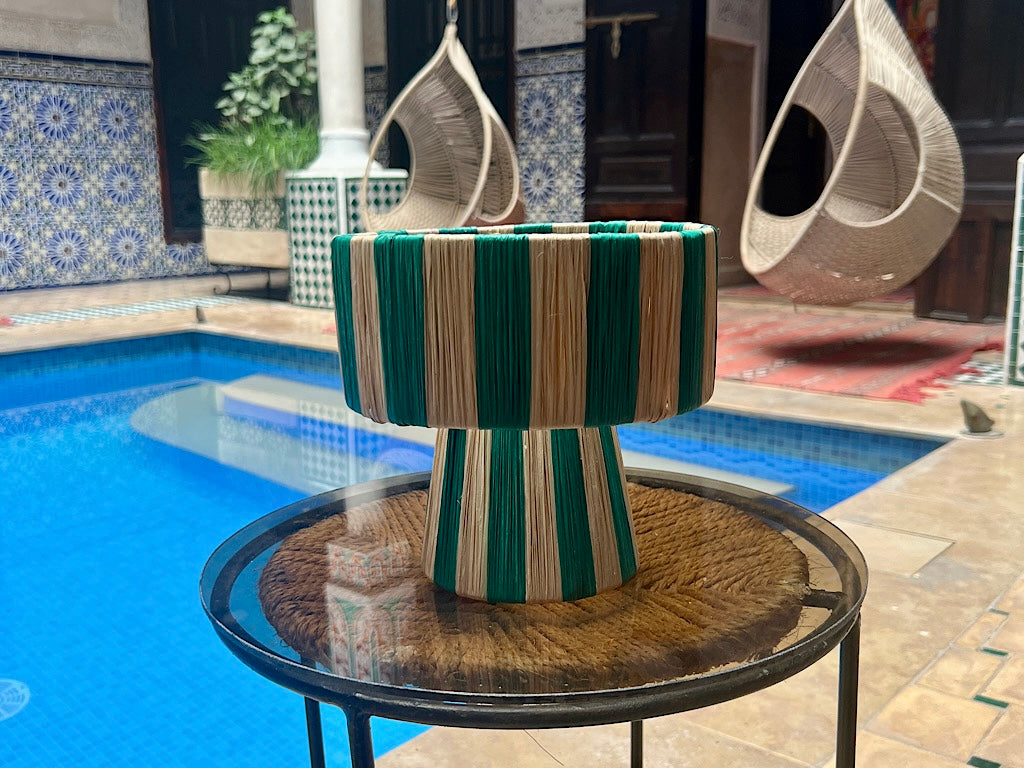 Marokkaans Raffia Tafellamp Groen XS