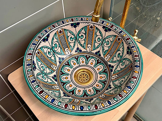 Handgemaakte Marokkaanse Waskom bruin 35 cm