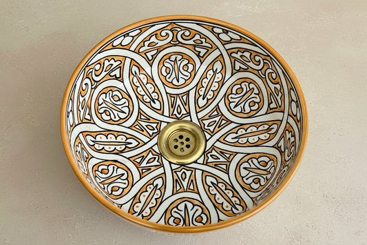 Handgemaakte Marokkaanse Waskom Oranje - 30 cm