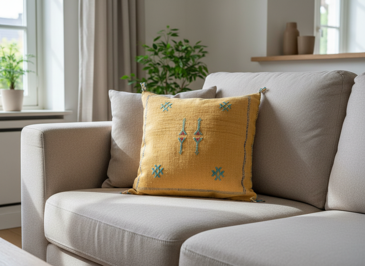 Cactus Zijde Kussensloop Okergeel 1