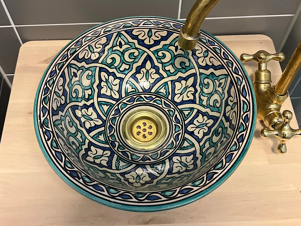 Handgemaakte Marokkaanse Waskom Blauw - 30 cm