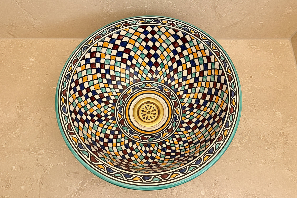 Handgemaakte Marokkaanse Waskom Sahara 35 cm