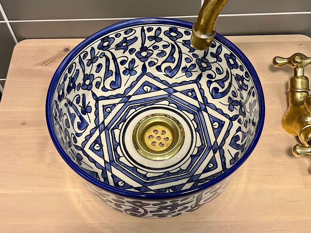 Handgemaakte_Marokkaanse_Waskom_Blauw_25cm