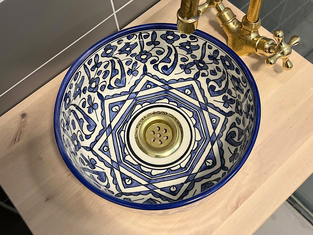 Handgemaakte Marokkaanse Waskom Blauw - 25 cm