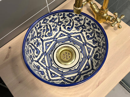 Handgemaakte Marokkaanse Waskom Blauw - 25 cm