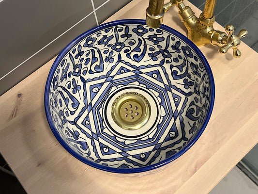 Handgemaakte Marokkaanse Waskom Blauw - 25 cm