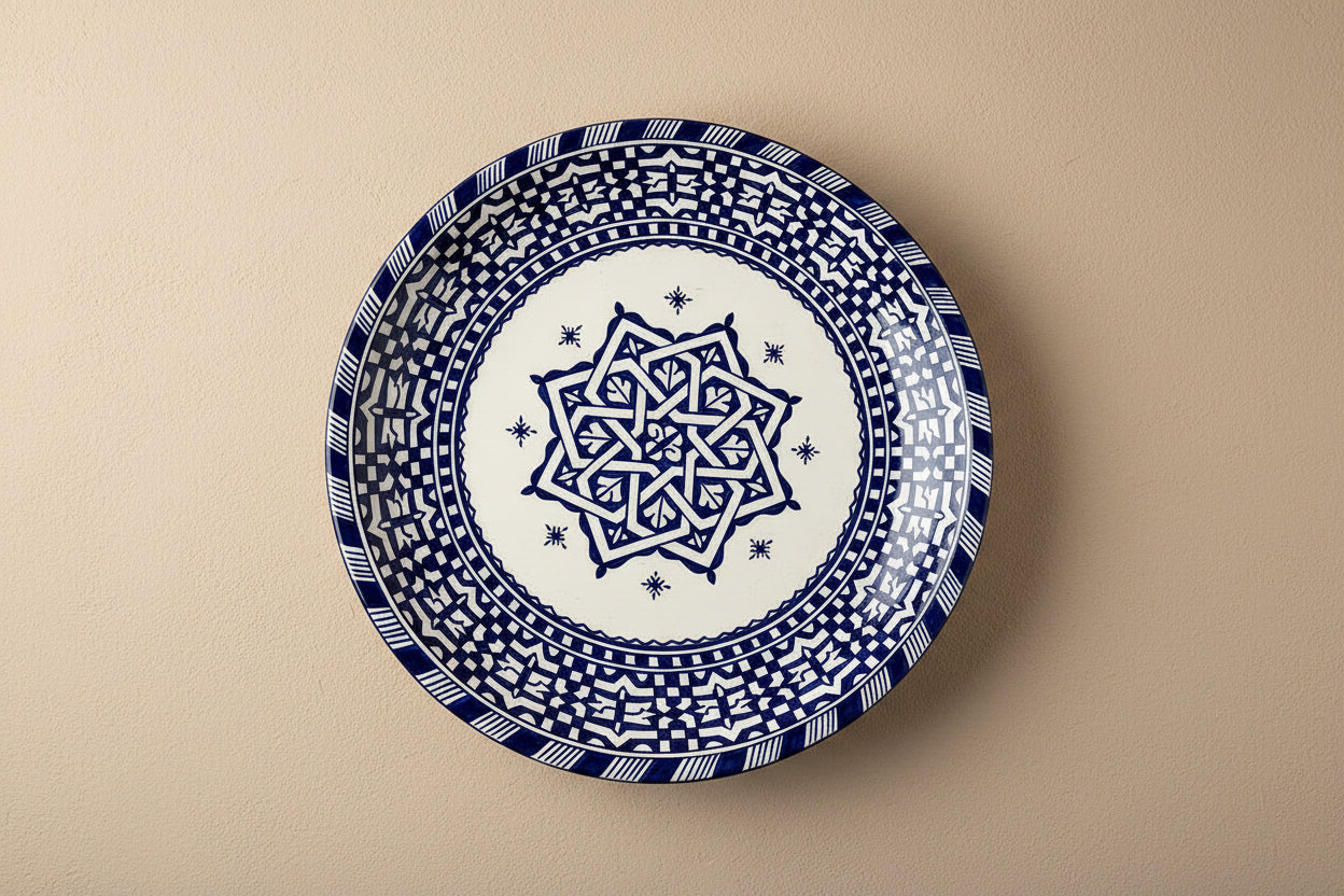 Muur bord met de hand gemaakt blauw