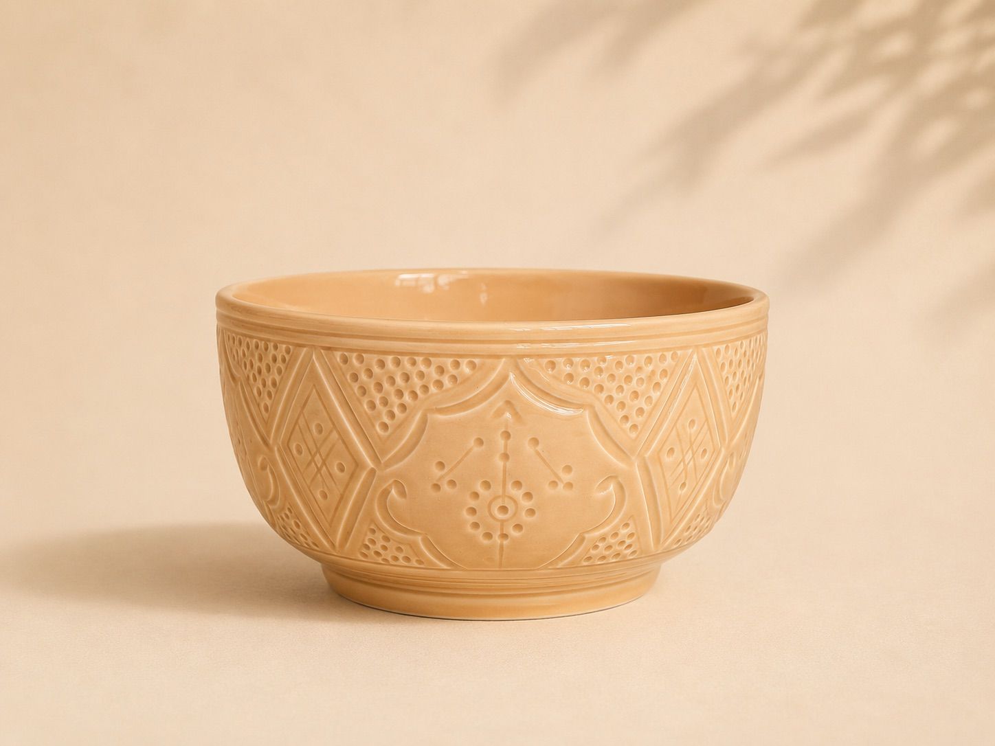 Handgemaakte Marokkaanse Saladeschaal Beige 21cm