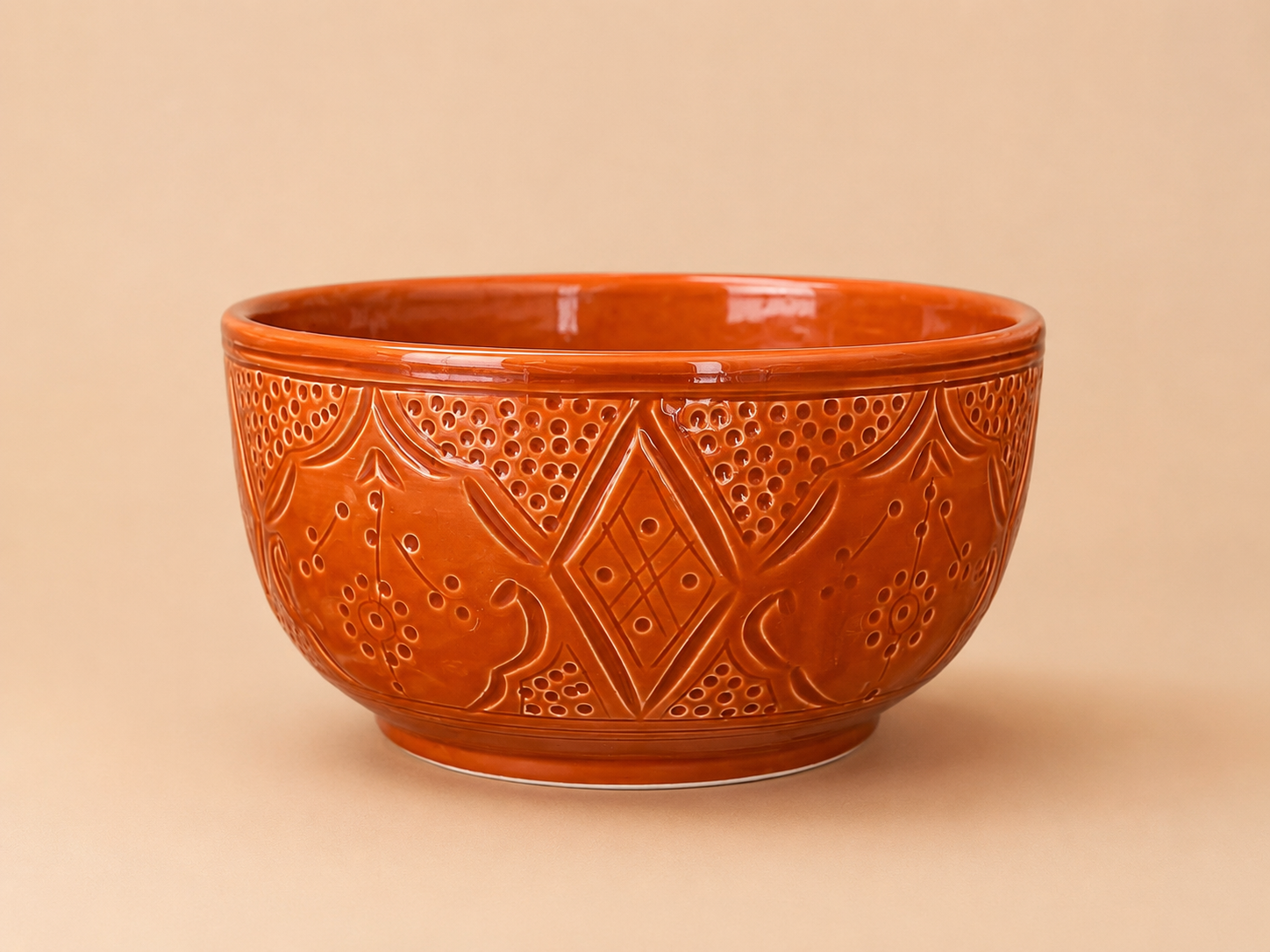 Handgemaakte Marokkaanse Saladeschaal Terracotta 21cm