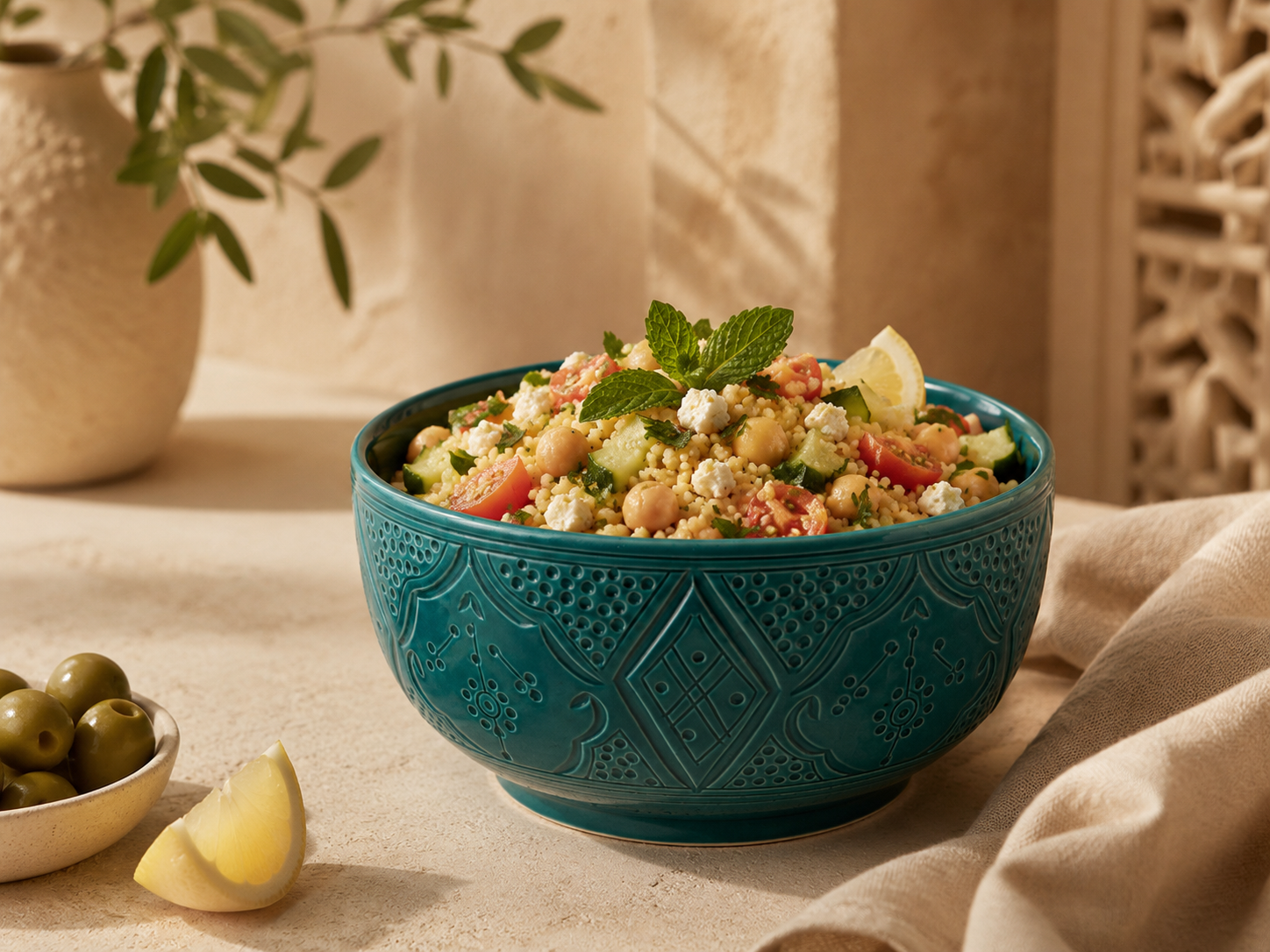 Handgemaakte Marokkaanse Saladeschaal 21cm