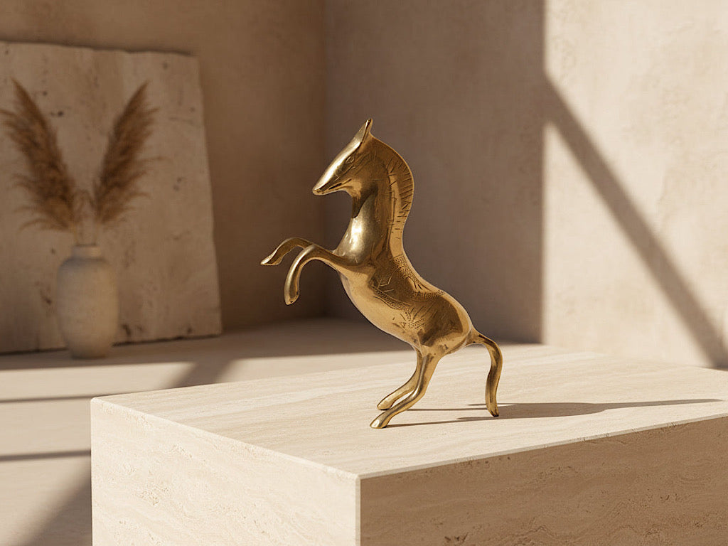 Luxe messing paardenbeeld voor interieurdecoratie