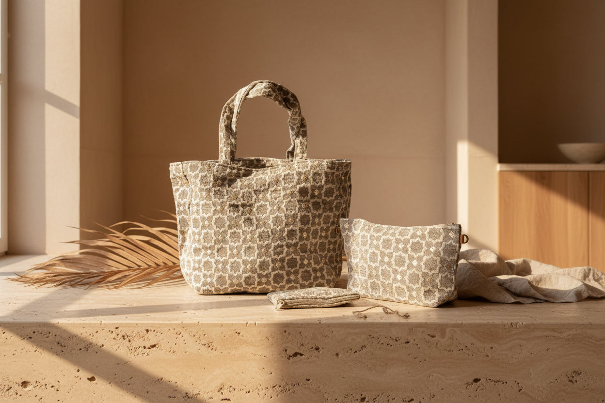 Marrakech shopper grijs beige 