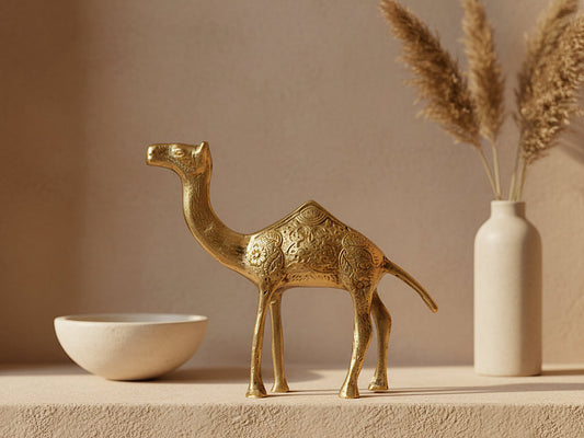 Messing dromedaris beeld handgemaakt en gegraveerd van massieve messing woondecoratie