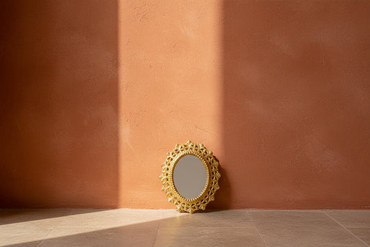 Messing goud Spiegel ovaal klein