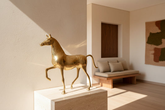 Messing beeld paard koper 