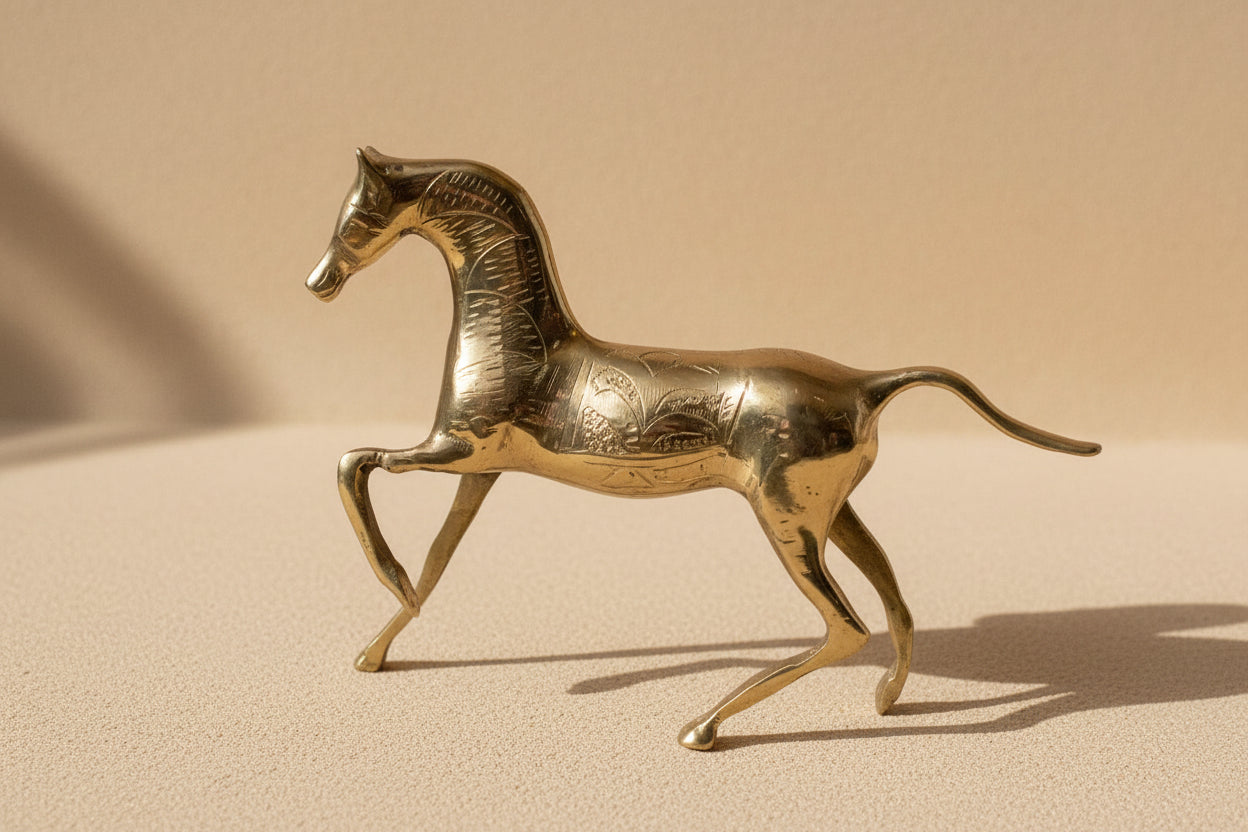 Luxe messing paardenbeeld voor interieurdecoratie