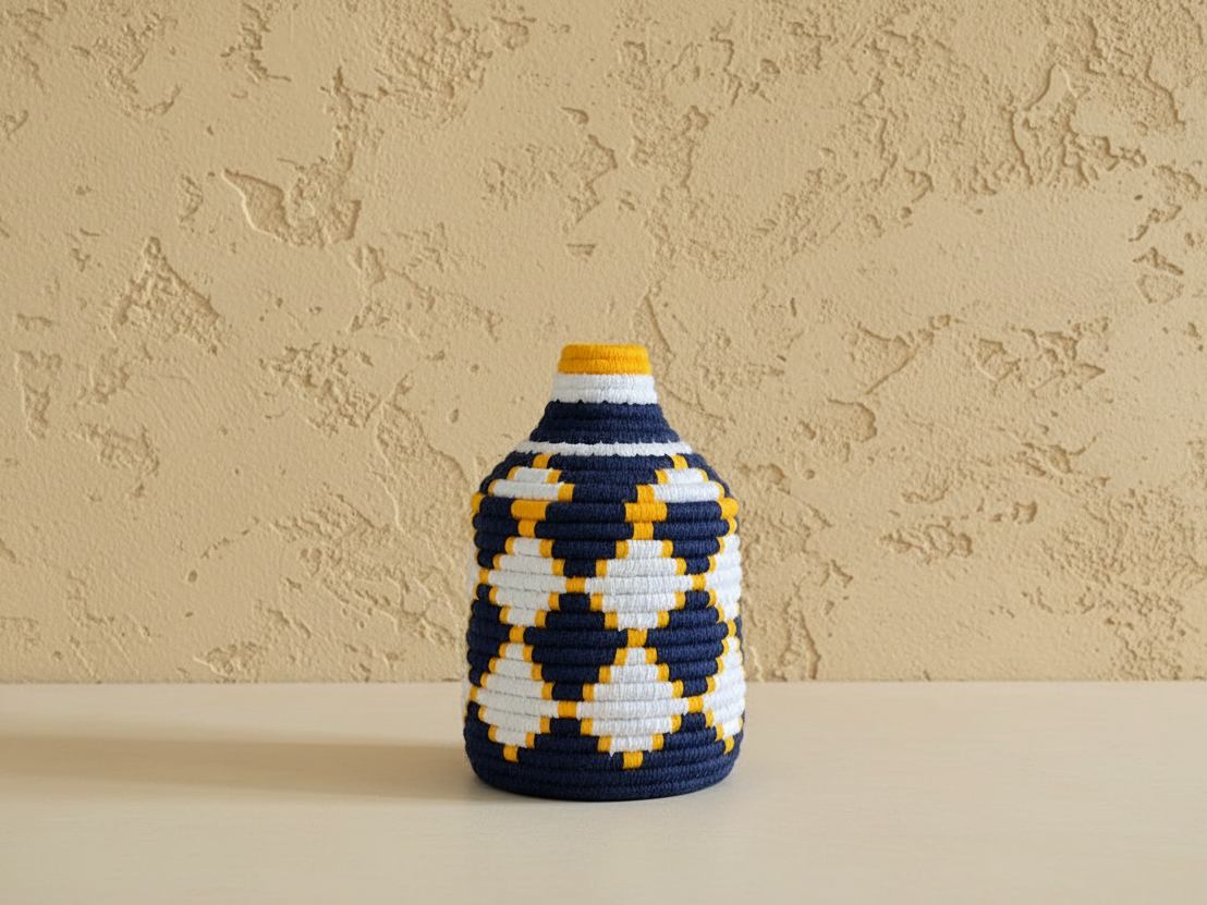 Berber Wollen Mand Blauw/Geel/Wit