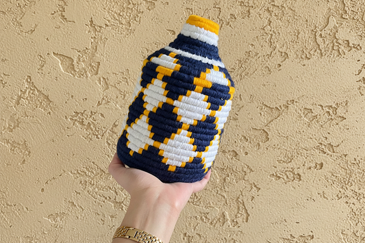 Berber Wollen Mand Blauw/Geel/Wit