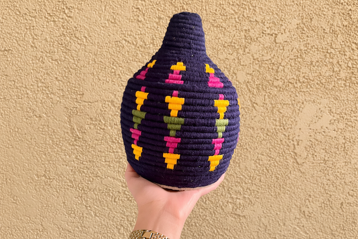 Berber Wollen Mand Blauw/Gekleurd