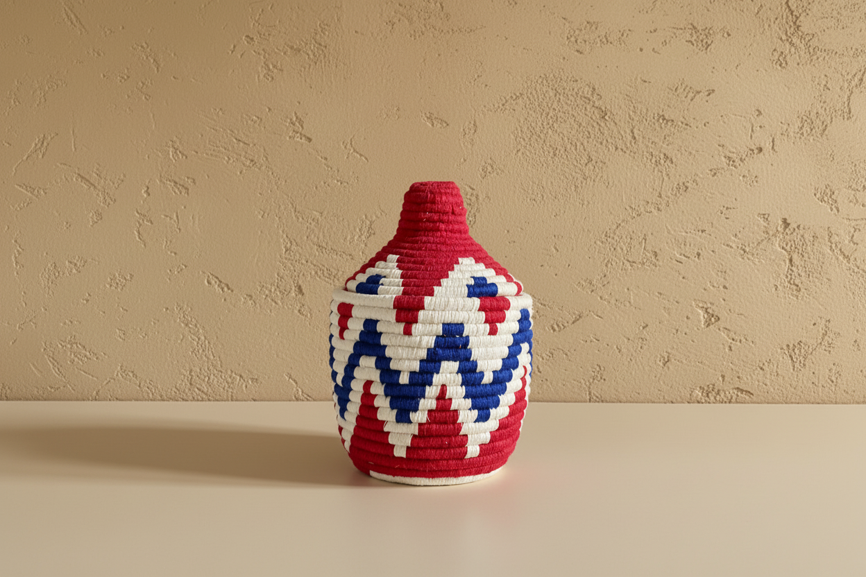 Berber Wollen Mand Rood/Wit/Blauw