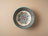 Handgemaakte Marokkaanse saladeschaal Turkoois Sterrozet 25 cm