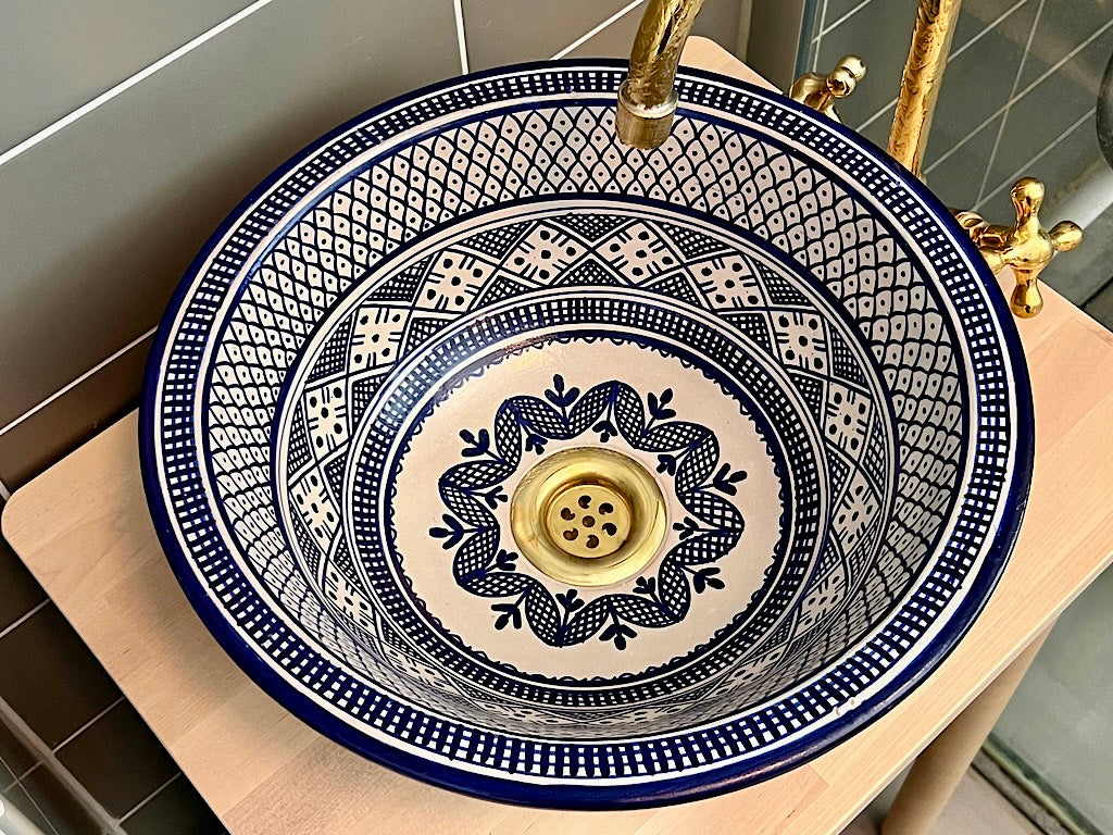 Handgemaakte Marokkaanse wasbak blauw