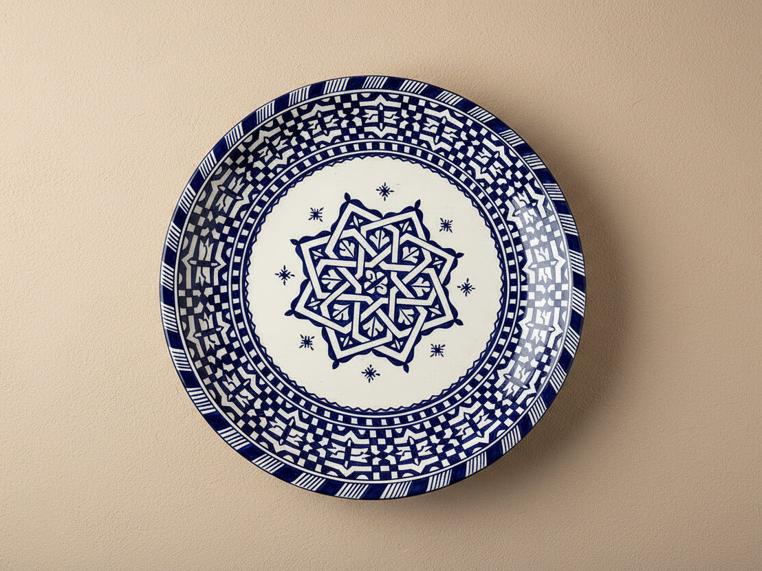 Muur bord met de hand gemaakt blauw