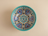 Handgemaakte Marokkaanse saladeschaal Blauw Bloemcartouche 20 cm