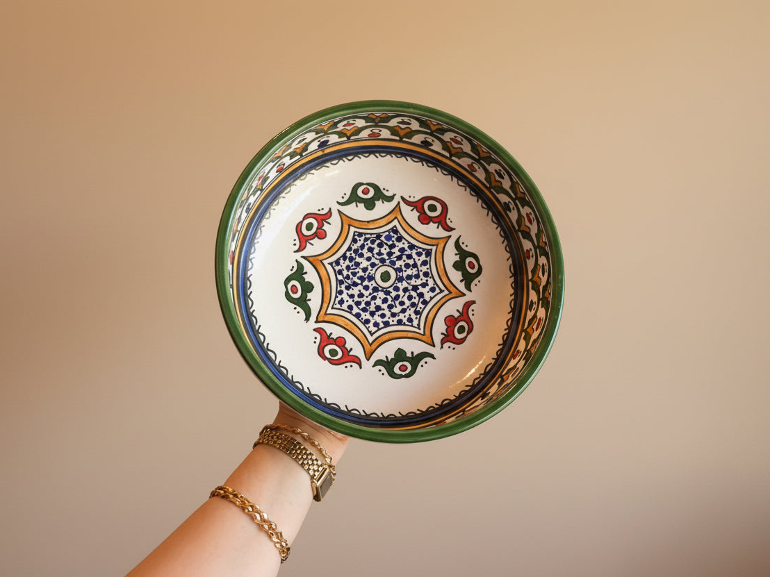 Handgemaakte Marokkaanse saladeschaal Fez Stermedaillon 24 cm