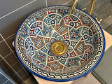 Handgemaakte Marokkaanse waskom Andalusië Geometrisch – 40,5 cm