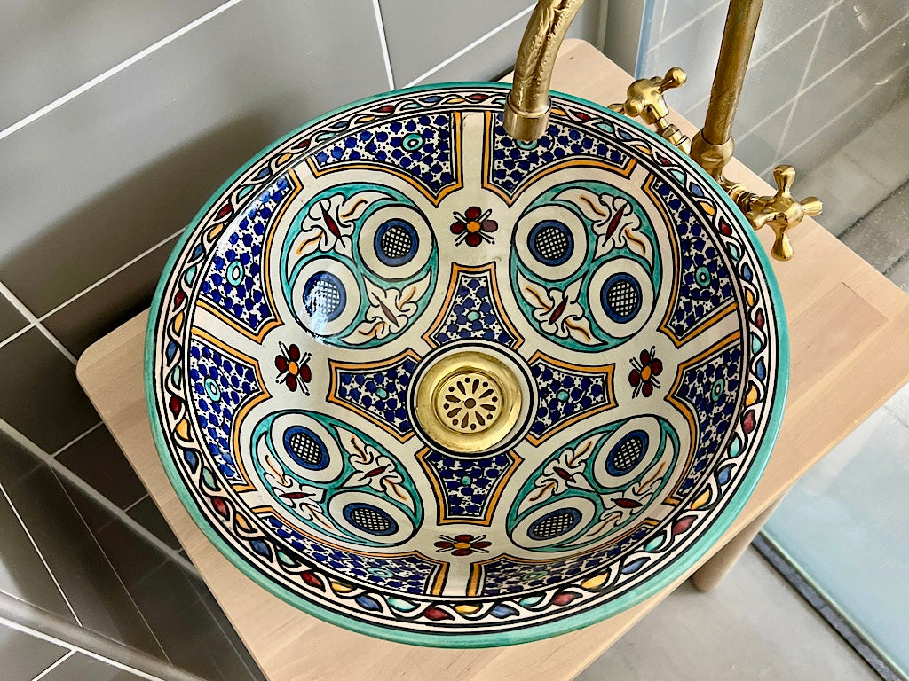 Handgemaakte Marokkaanse waskom Cádiz 34 cm