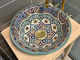 Handgemaakte Marokkaanse waskom Córdoba Rozet 35 cm