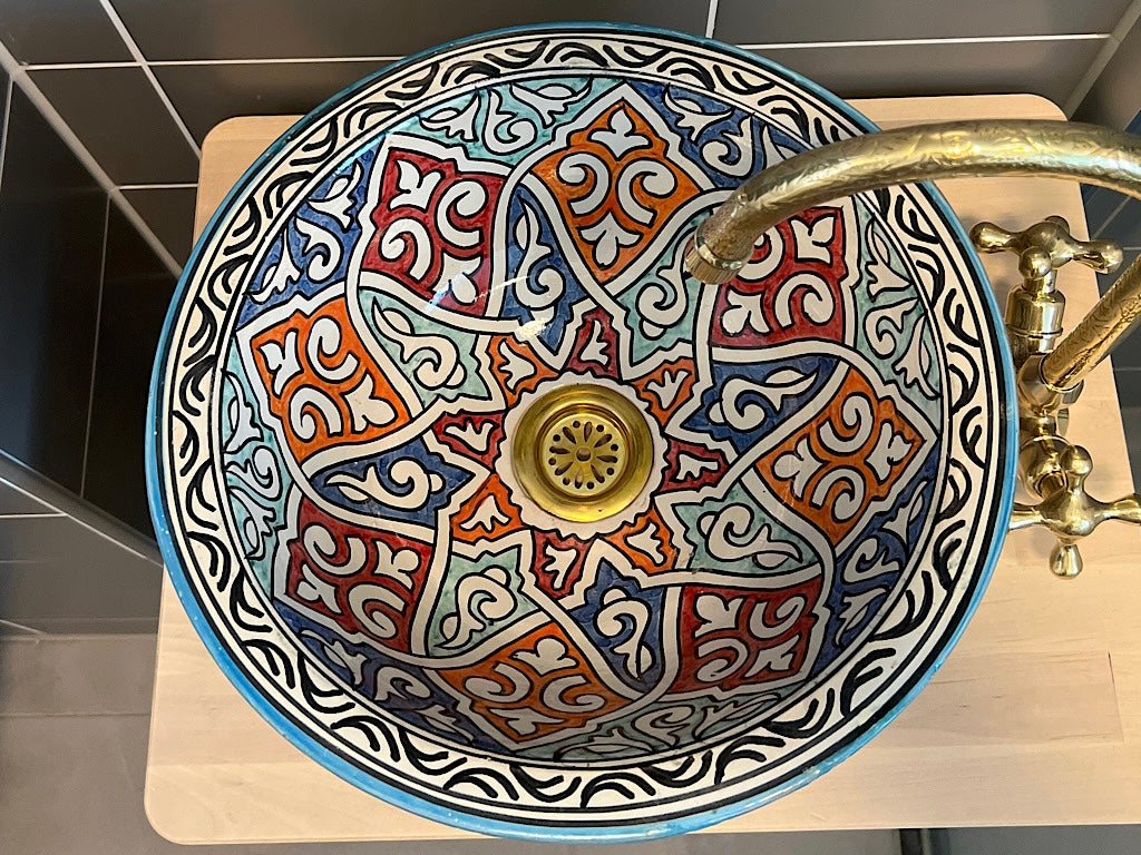 Handbeschilderd arabeskdecor van Marokkaanse waskom Alhambra