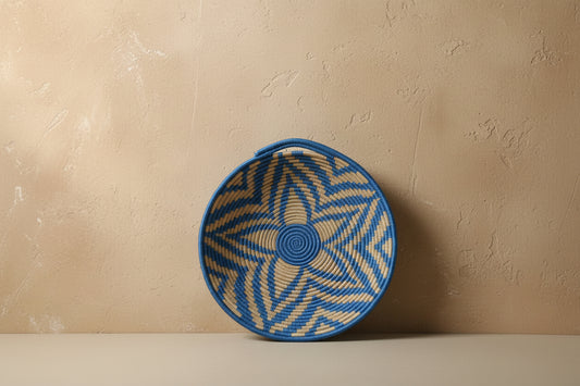 Marokkaanse Wollen Wandschaal Blauw